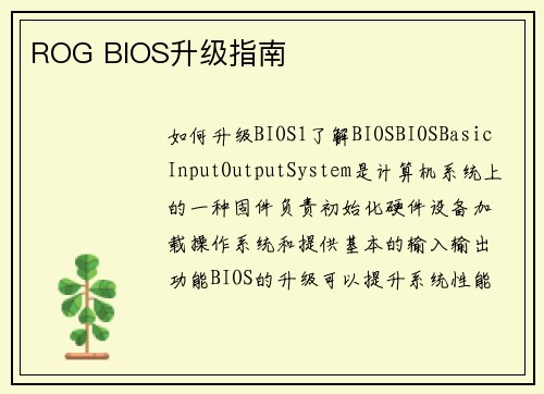 ROG BIOS升级指南